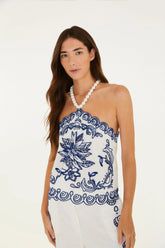 Blusa Lenço Bordado Mar FemmeBelle