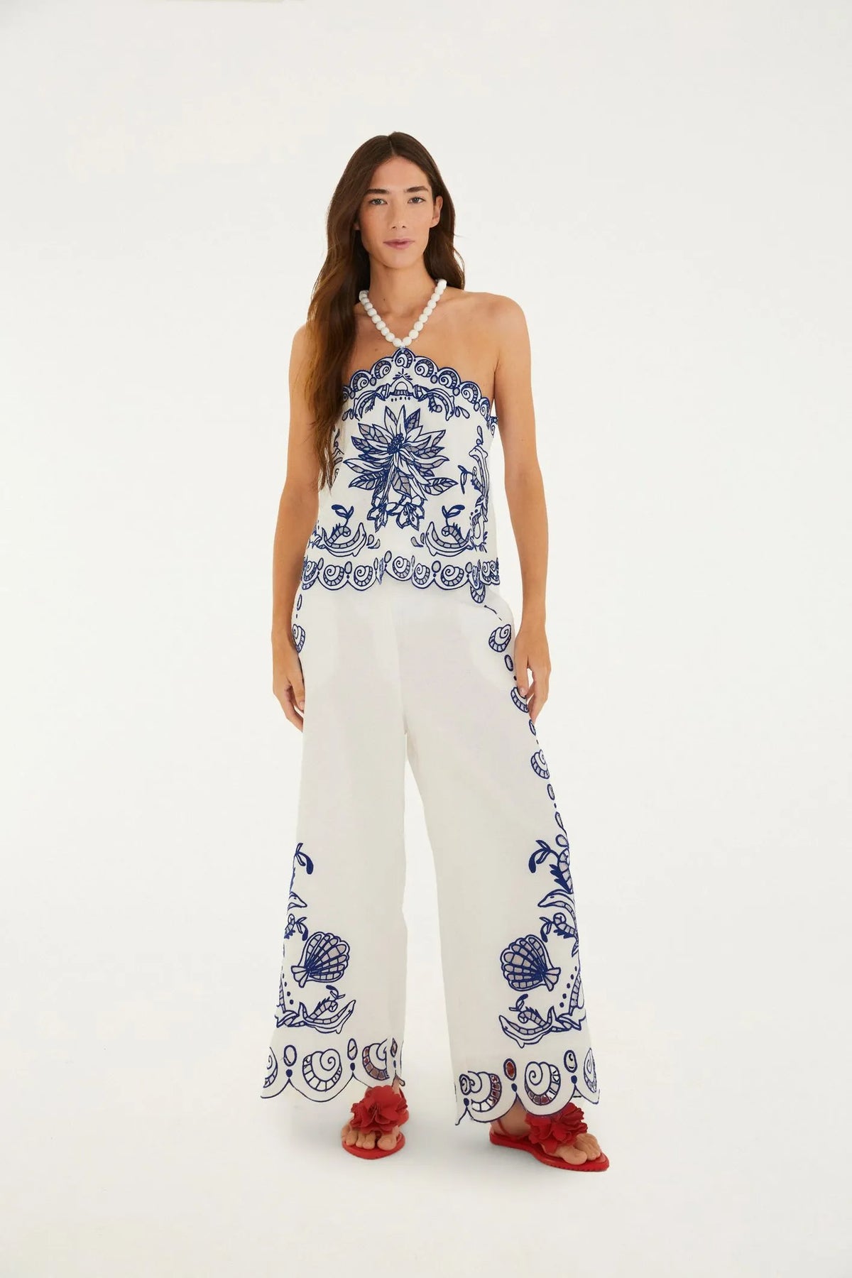 Blusa Lenço Bordado Mar FemmeBelle